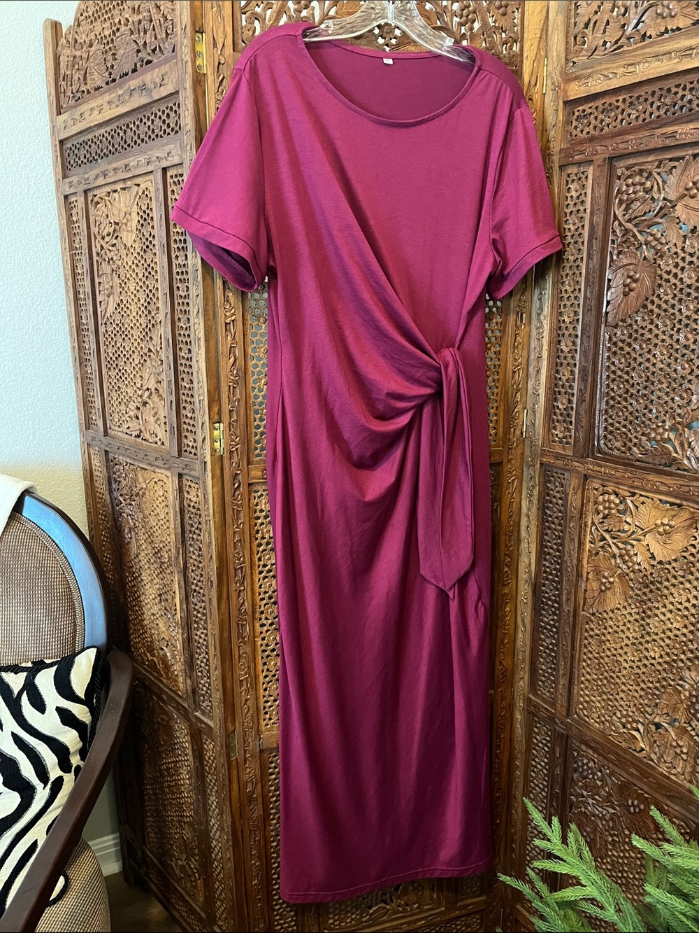 Amazon Women's Twist-Detail Maxi Dress - Burgundy